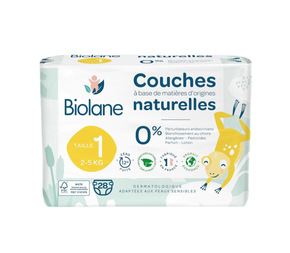 Couches naturelles taille 1 Biolane - sachet de 28 couches - image 1