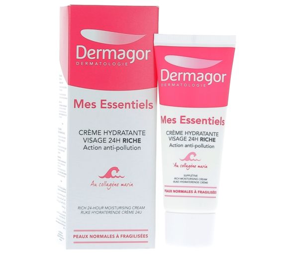 Crème hydratante visage Mes essentiels Riche anti-pollution Dermagor - tube de 40 ml
