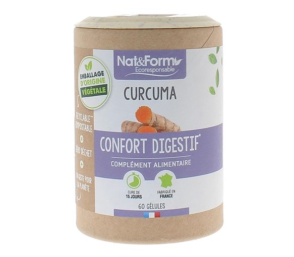 Curcuma confort digestif bio Nat&Form - boite de 90 gélules