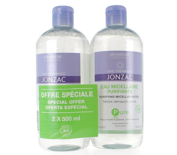 Eau Thermale Jonzac Eau micellaire purifiante Pure Léa Nature - 2 flacons de 500 ml