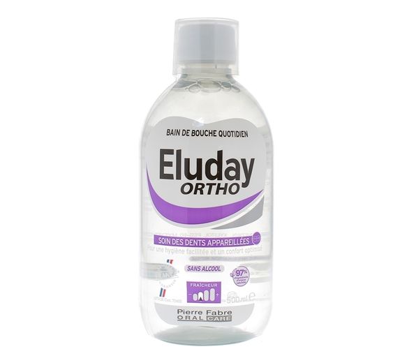Eluday bain de bouche soin des dents appareillées sans alcool Pierre Fabre - flacon de 500 ml