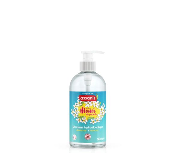 Gel hydroalcoolique monoï du paradis Assanis - flacon-pompe de 500ml