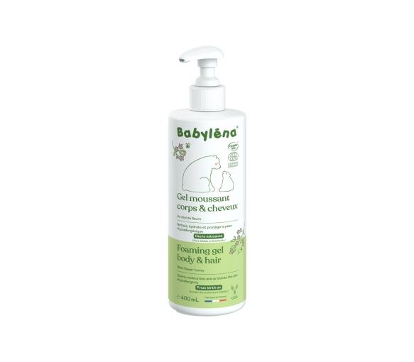 Gel moussant corps & cheveux bio Babyléna - flacon-pompe de 400 ml