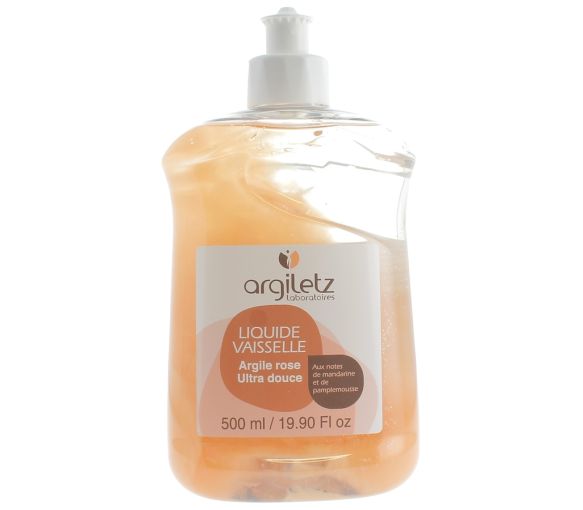 Liquide vaisselle à l'argile rose mandarine pamplemousse Argiletz - flacon de 500 ml