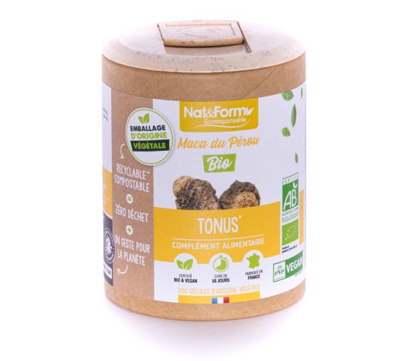 Maca Bio Ecoresponsable Nat&Form - boite de 200 gélules - image 1