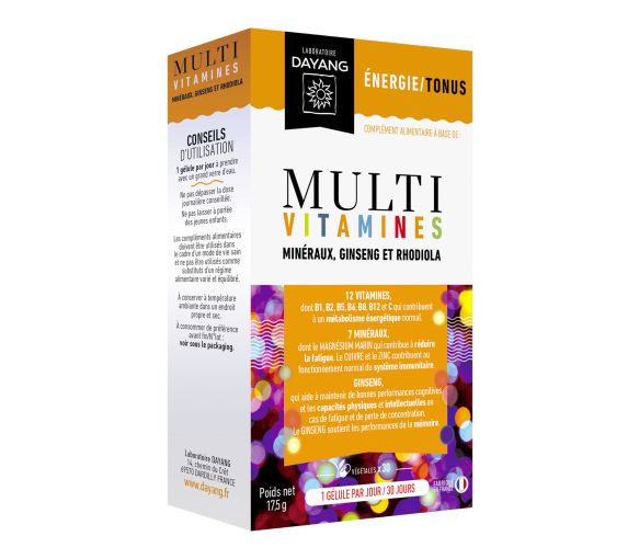 Multi vitamines minéraux ginseng et rhodiola Dayang - Boîte de 30 gélules
