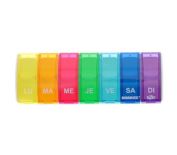 Pilulier 7 cases Box7 multicolore avec séparateur Anabox - un pilulier