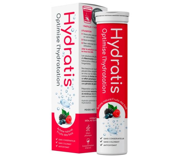 Solution d'hydratation goût fruits des bois Hydratis - tube de 20 pastilles effervescentes - image 1
