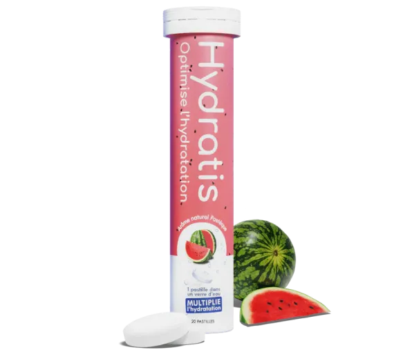 Solution d'hydratation goût pastèque Hydratis - tube de 20 pastilles effervescentes - image 1