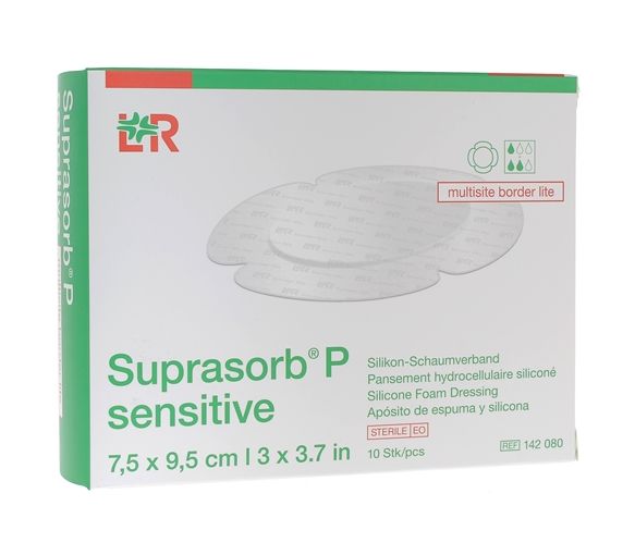 Suprasorb P Sensitive multisite border lite Pansement hydrocellulaire siliconé Lohmann & Rauscher - 10 pansements de 7,5 x 9,5