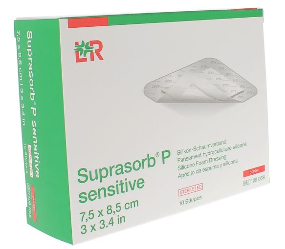 Suprasorb P sensitive border Pansement hydrocellulaire siliconé Lohmann & Rauscher - 10 unités de 7,5cm x 8,5cm