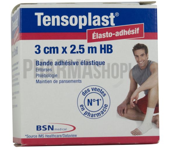 Tensoplast Elasto-adhésif bande adhésive élastique BSN médical - bande de 3 cm x 2,5 m