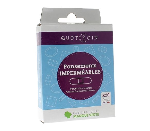 Quotisoin Pansements imperméables Marque Verte - boîte de 20 pansements