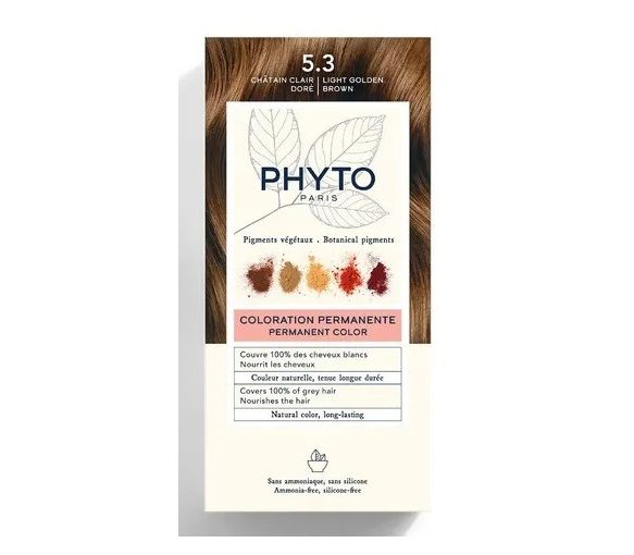 Coloration permanente 5.3 châtain clair doré Phyto - lait révélateur et crème colorante de 50ml - image 1