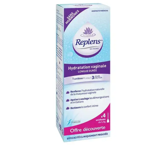 Replens hydratation vaginale longue durée - boite de 4 unidoses de 5,9g