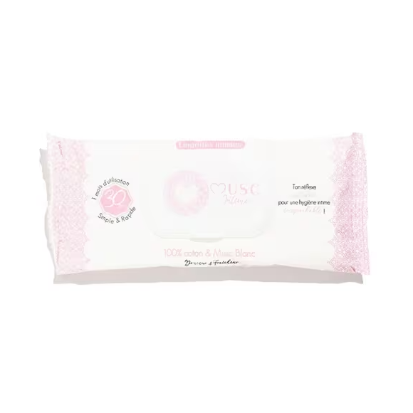 Lingettes intimes naturelles parfum musc blanc Musc Intime - paquet de 30 lingettes