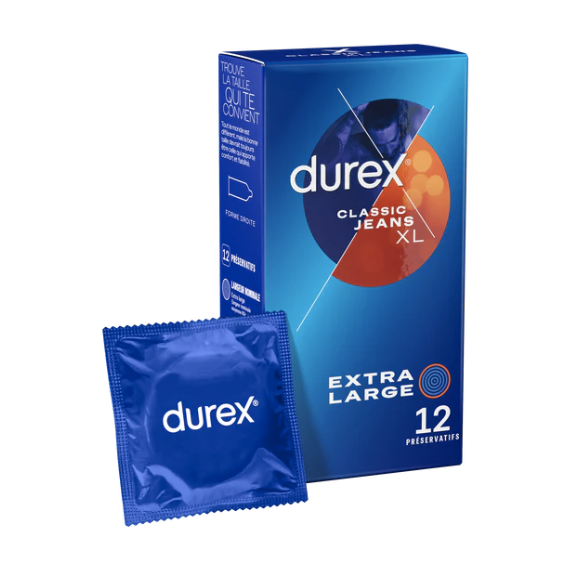 Préservatifs classic jeans extra large XL Durex - boite de 12 préservatifs