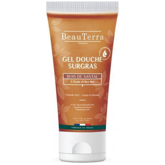 Gel douche surgras bois de santal Beauterra - tube de 100ml