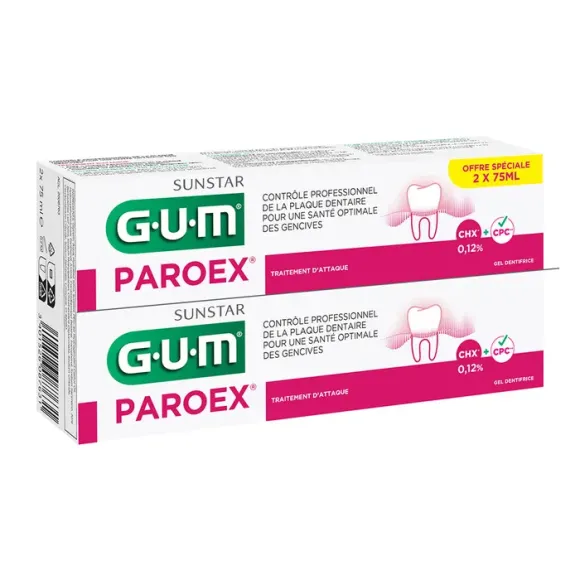 Dentifrice Paroex GUM - lot de 2 tubes de 75ml offre spéciale
