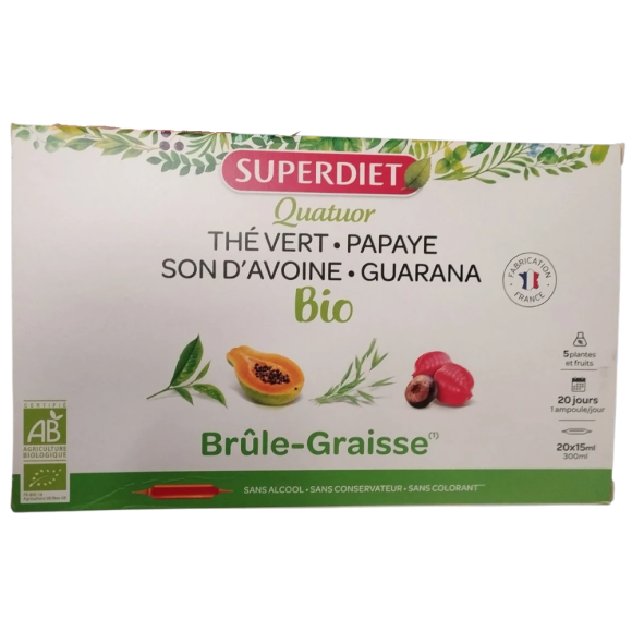 Quatuor Brûle graisse BIO Super Diet - 20 ampoules