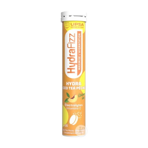 HydraFizz hydra goût iced tea pêche Upsa - tube de 16 comprimés effervescents