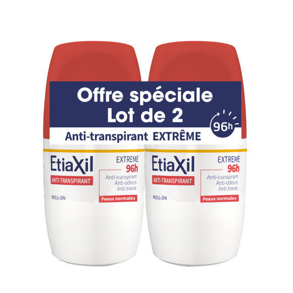 Etiaxil roll-on anti-transpirant extrème 96h Cooper - lot de 2 anti-transpirant roll-on de 50ml offre spéciale