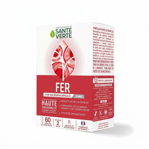 Fer microencapsulé 14mg Santé Verte - boite de 60 gélules 