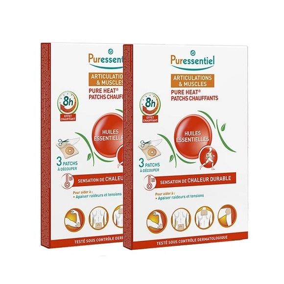 Patch chauffant articulations et muscles Puressentiel - lot de 2 boites de 3 patchs (offre spéciale -50% sur la 2ème boite)
