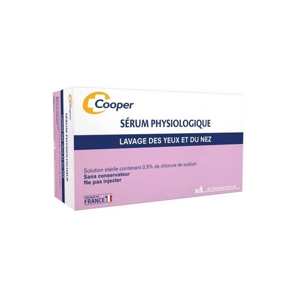 Sérum physiologique stérile Cooper - boite de 40 unidoses de 5 ml