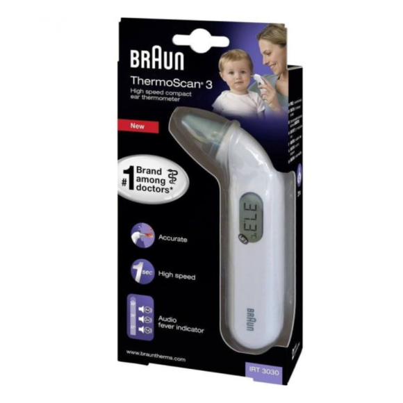 Thermoscan 3 thermomètre auriculaire compact IRT 3030 Braun - 1 thermomètre