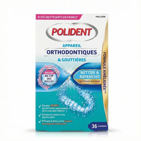 Polident nettoyant appareil orthodontique et gouttière - boite de 36 comprimés