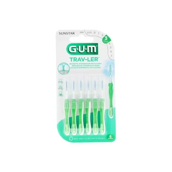 Brossette interdentaire antibactérienne Trav-ler 1.1 mm Gum - 6 brossettes