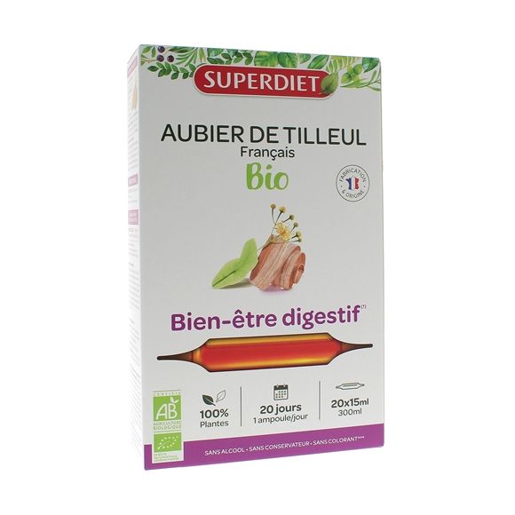 Aubier de tilleul Bio Super Diet - 20 ampoules de 15 ml