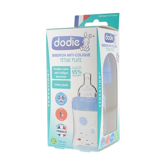 Biberon Sensation+ débit lent mer 0-6mois Dodie - Biberon de 150ml