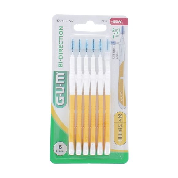 Brossette interdentaire antibactérienne Bi-direction 1,4 mm Gum - 6 brossettes