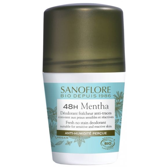 Déodorant Mentha efficacité 48h bio Sanoflore - roll-on de 50ml