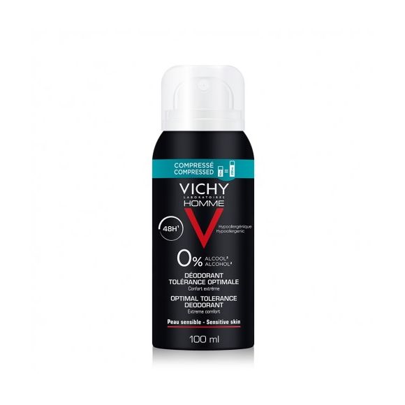 Déodorant compressé peau sensible 48h homme Vichy - spray de 100 ml