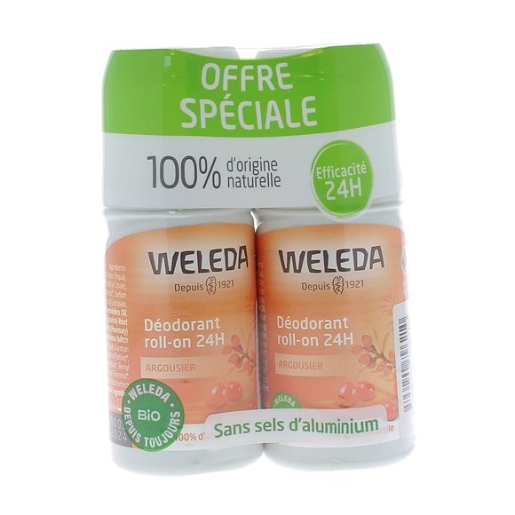 Déodorant roll-on 24h Argousier bio Weleda - lot de 2 roll-on de 50 ml
