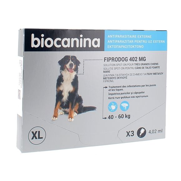 Fiprodog Spot-on 402 mg Biocanina très grands chiens 40-60 kg - 3 pipettes