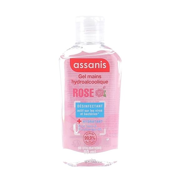 Gel mains hydroalcoolique parfum Rose Assanis - flacon de 80ml