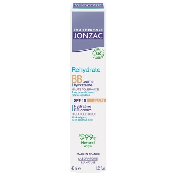 Rehydrate BB crème hydratante bio SPF 10 teinte claire Jonzac - tube de 40ml