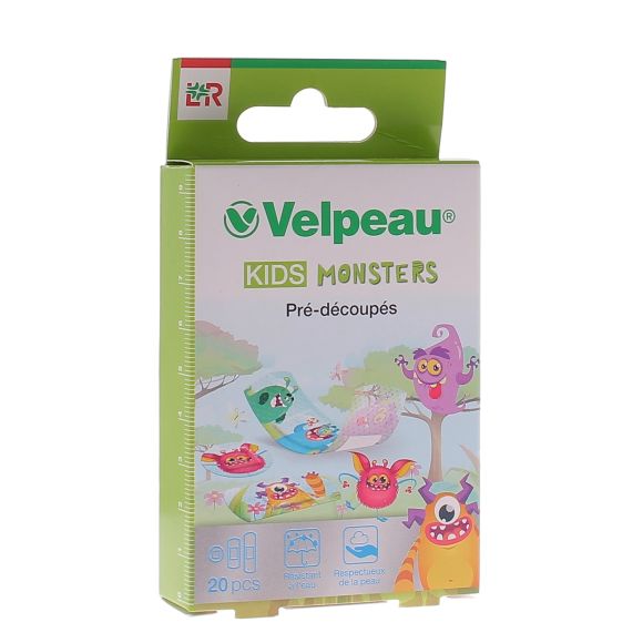 Kids monster Pansements prédécoupés pour enfants Velpeau - boîte de 20 pansements