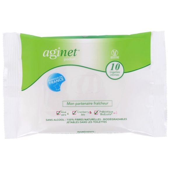 Lingettes intimes Aginet pocket - paquet de 10 lingettes