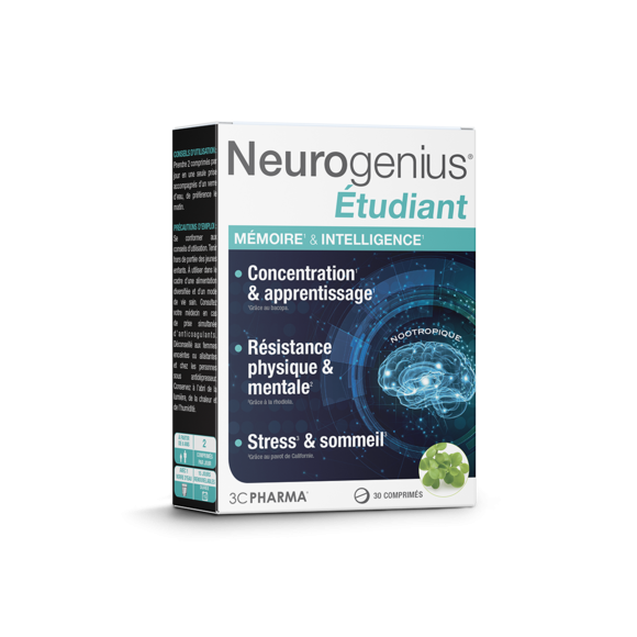 Neurogenius Étudiant mémoire et intelligence 3C Pharma - boîte de 30 comprimés