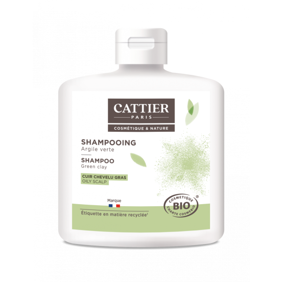 Shampoing Argile Verte Bio (cuir chevelu gras) Cattier - flacon 250 ml