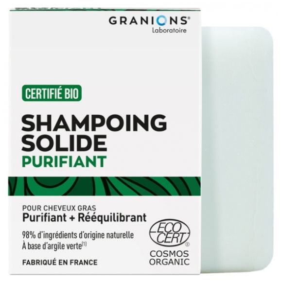 Shampoing solide purifiant bio Granions - pain de 80 g