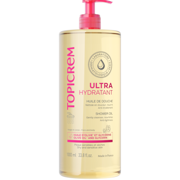 Ultra hydratant huile de douche Topicrem - flacon-pompe de 1 L