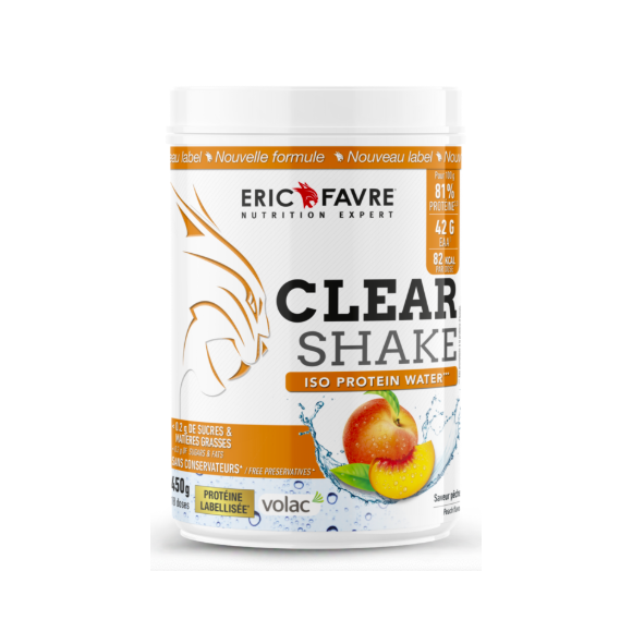 Clear shake Iso protein water saveur pêche Eric Favre - pot de 450g