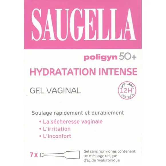 Poligyn 50+ hydratation intense gel vaginal Saugella - 7 tubes de 5ml