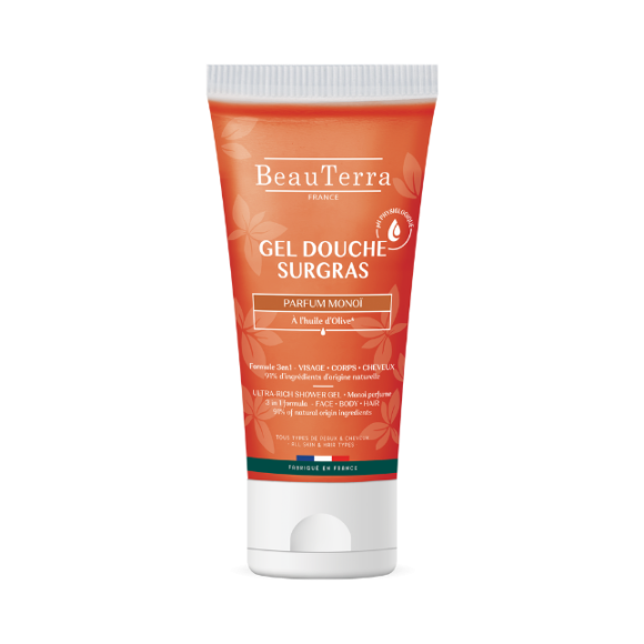 Gel douche surgras Monoï Beauterra - tube de 200 ml